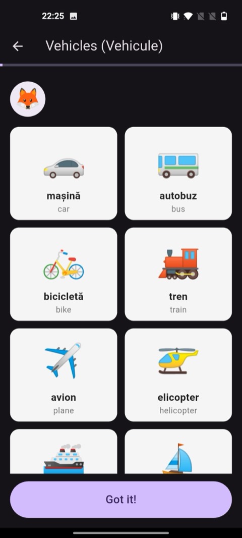 Cartonașe cu vehicule în română și engleză